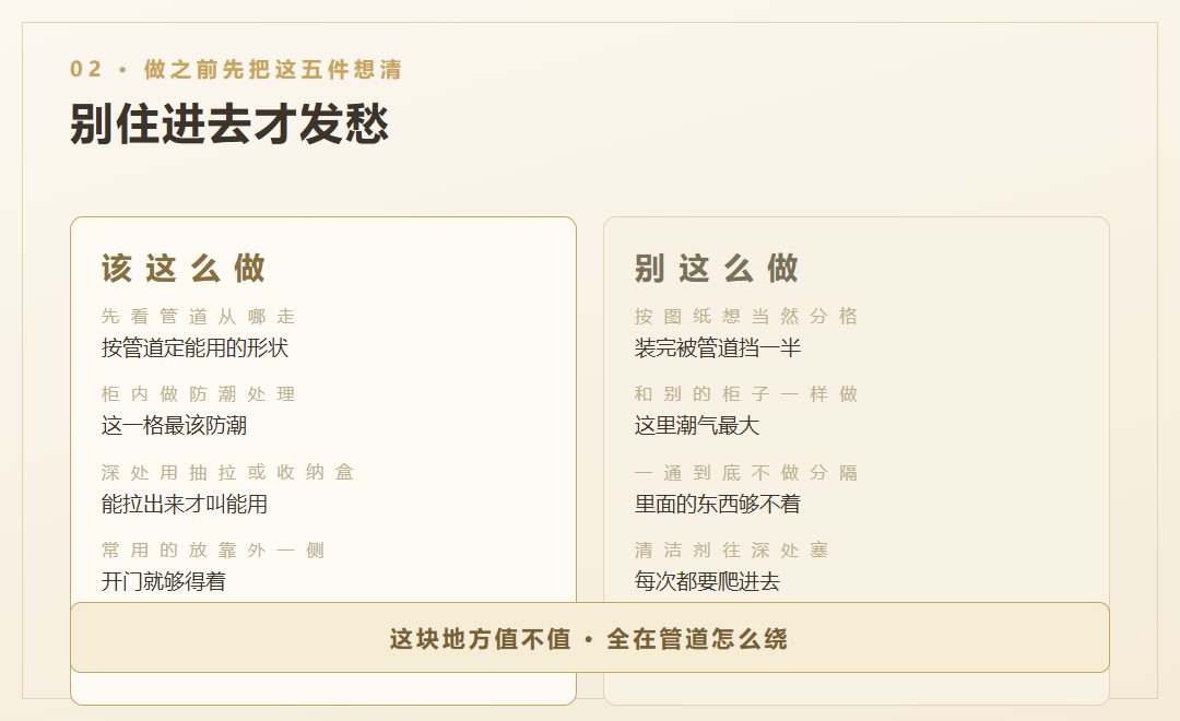做之前,把管道走向和柜内做法想清楚