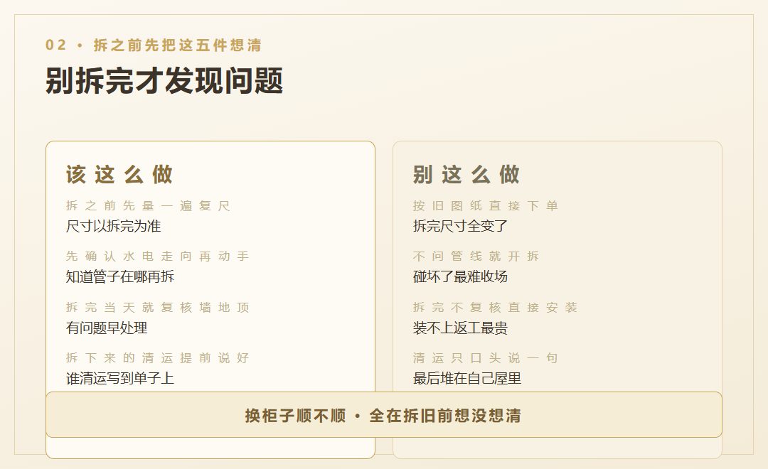 拆之前,把复尺和水电走向想清楚